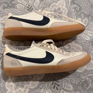 Nike Men's Off White and Navy Sneakers - Gently Worn 10.5